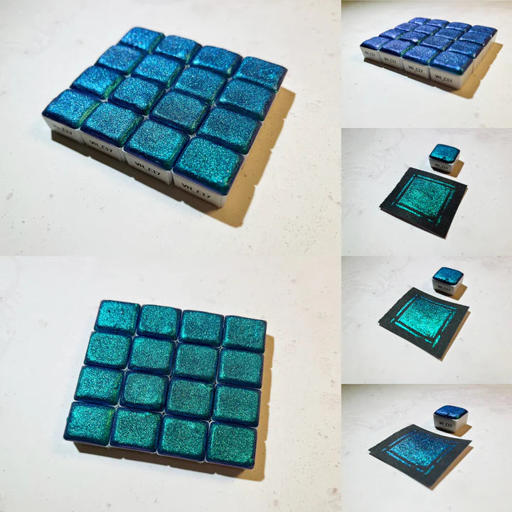 Aquarellfarbe Chamäleon Türkis-Ultramarinblau