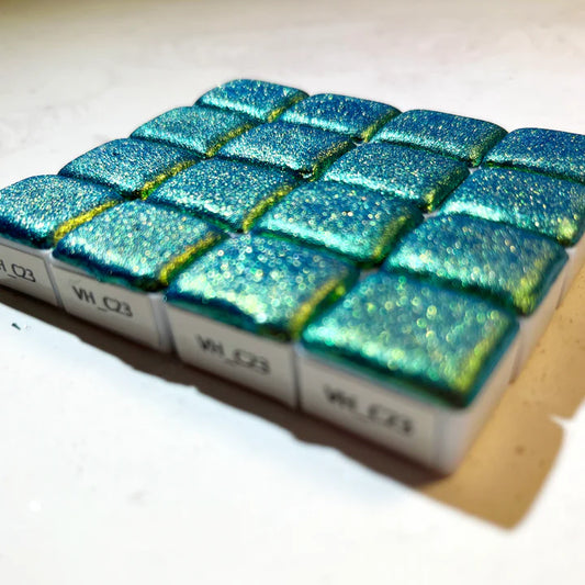 Aquarellfarbe Chamäleon Grün-Gold