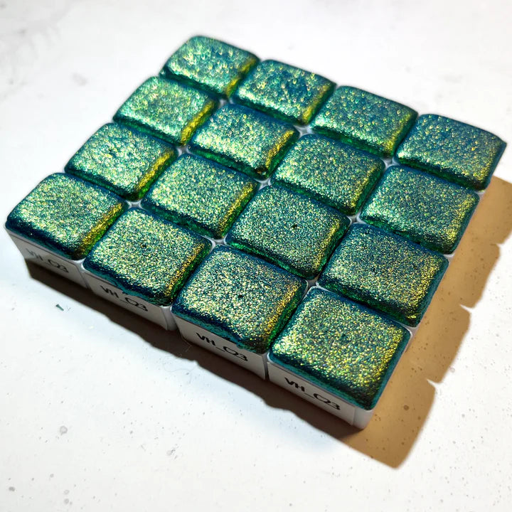 Aquarellfarbe Chamäleon Grün-Gold