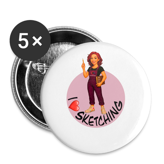 Button I love Sketching Flieder - white