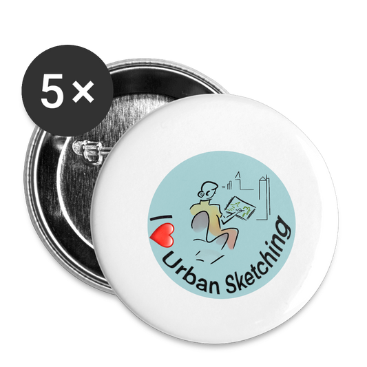 Button Urban Sketching - white