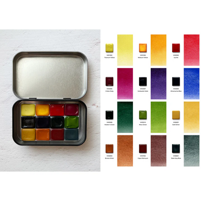 Aquarellfarben mit Honig 12-er Set "Flora" mit Box